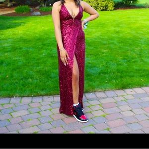 Wine, red sequin prom or formal dress size medium